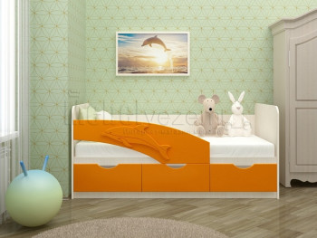 Дельфин-3 Кровать детская 3 ящика без ручек 1.8 Оранжевый глянец в Балахте - balahta.mebel54.com | фото