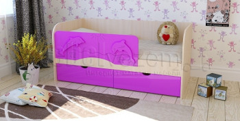 Друзья Кровать детская 2 ящика 1.6 Фиолетовый глянец в Балахте - balahta.mebel54.com | фото