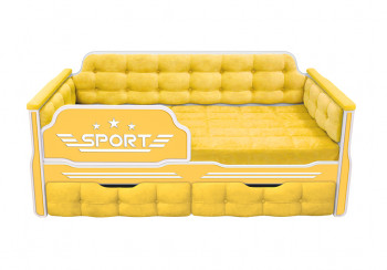 Кровать 160 серии Спорт 2 ящика 74 Жёлтый (мягкие боковые накладки) в Балахте - balahta.mebel54.com | фото