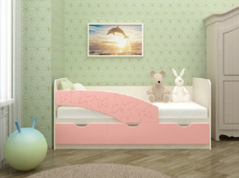 Кровать Бабочки 1,6м (Розовый металлик) в Балахте - balahta.mebel54.com | фото