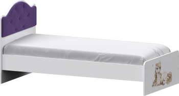 Кровать Каспер с мягкой спинкой и фотопечатью (800х1600)Белый/Фиолетовый в Балахте - balahta.mebel54.com | фото