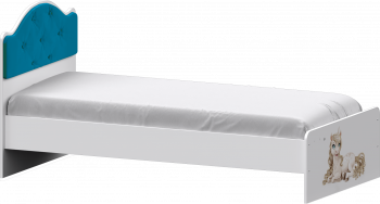Кровать Каспер с мягкой спинкой и фотопечатью (800х2000)  Белый/Бирюза в Балахте - balahta.mebel54.com | фото