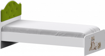 Кровать Каспер с мягкой спинкой и фотопечатью (800х2000)Белый/Лайм в Балахте - balahta.mebel54.com | фото