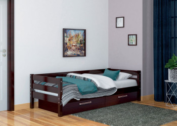 Кровать одинарная ГЛОРИЯ из массива сосны  900*2000 (Орех Тёмный) в Балахте - balahta.mebel54.com | фото