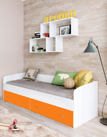 Кровать с выкатными ящиками Винтерберг/Оранжевый в Балахте - balahta.mebel54.com | фото