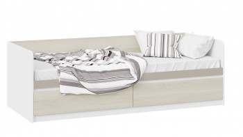 Кровать «Сканди» с 2 ящиками Дуб Гарден/Белый/Глиняный серый в Балахте - balahta.mebel54.com | фото