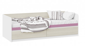Кровать «Сканди» с 2 ящиками Дуб Гарден/Белый/Лиловый в Балахте - balahta.mebel54.com | фото
