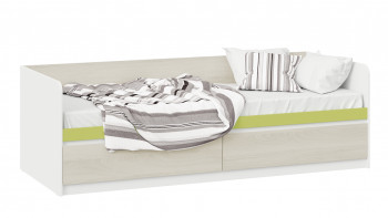 Кровать «Сканди» с 2 ящиками Дуб Гарден/Белый/Зеленый в Балахте - balahta.mebel54.com | фото