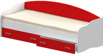 Кровать Софа-7 с мягкой спинкой (800х1900) Белый/Красный в Балахте - balahta.mebel54.com | фото