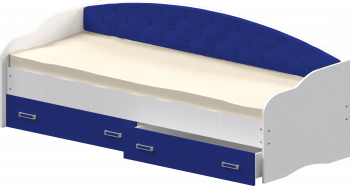 Кровать Софа-8 с мягкой спинкой (900х2000) Белый/Синий в Балахте - balahta.mebel54.com | фото