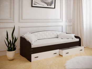 Кровать Софа-8 с мягкой спинкой (900х2000) Венге/ Белый в Балахте - balahta.mebel54.com | фото