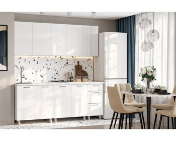 Кухонный гарнитур Модерн New 2 м (Белый глянец Бруно) в Балахте - balahta.mebel54.com | фото