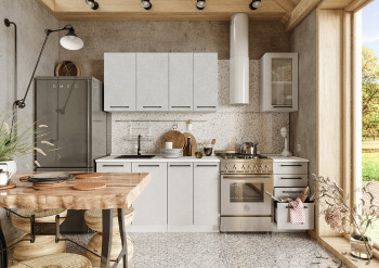 Кухонный гарнитур Нувель 1800мм белый/бетон белый в Балахте - balahta.mebel54.com | фото