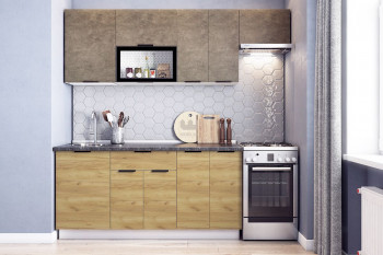 Кухонный гарнитур Стоун 2.2 (белый/камень темно-серый/акация светлая) в Балахте - balahta.mebel54.com | фото