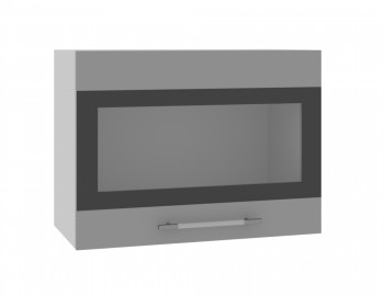 Норд ШВГС 600 Шкаф верхний горизонтальный со стеклом (Софт черный/корпус Белый) в Балахте - balahta.mebel54.com | фото