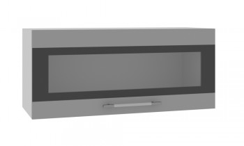 Норд ШВГС 800 Шкаф верхний горизонтальный со стеклом (Софт черный/корпус Белый) в Балахте - balahta.mebel54.com | фото