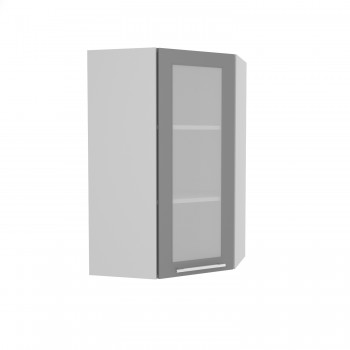 Норд ШВУС 600Н Шкаф верхний угловой (премьер) высокий (Софт черный/корпус Белый) в Балахте - balahta.mebel54.com | фото