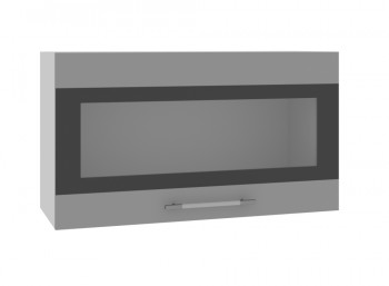 Ройс ВПГСФ 800 Шкаф верхний горизонтальный со стеклом с фотопечатью высокий (Графит софт/корпус Серый) в Балахте - balahta.mebel54.com | фото