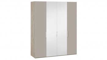 Шкаф комбинированный с 2 глухими и 2 зеркальными дверями «Эмбер» Баттл Рок/Серый глянец в Балахте - balahta.mebel54.com | фото