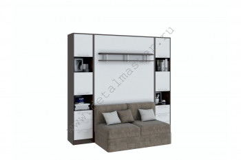 Шкаф-кровать с диваном БЕЛА с полкой ножкой в Балахте - balahta.mebel54.com | фото