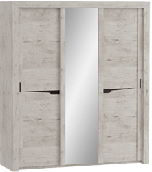 Шкаф трехдверный Соренто с раздвижными дверями Дуб бонифаций/Кофе структурный матовый в Балахте - balahta.mebel54.com | фото
