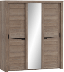 Шкаф трехдверный Соренто с раздвижными дверями Дуб стирлинг/Кофе структурный матовый в Балахте - balahta.mebel54.com | фото