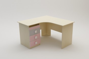 Стол угловой Грэйси (Розовый/Серый/корпус Клен) в Балахте - balahta.mebel54.com | фото