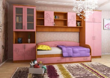 Детская Веселый пони Комплект мебели (Вишня оксфорд/Розовый) в Балахте - balahta.mebel54.com | фото